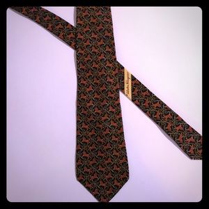 SALVATORE FERRAGAMO Horses Pattern Silk Tie